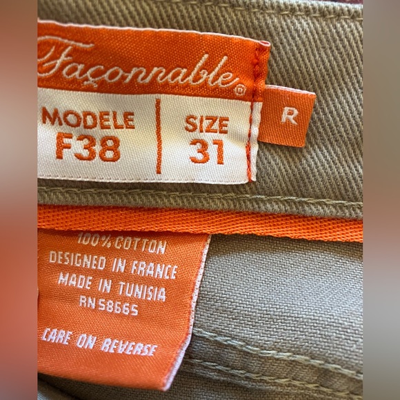 NEW- Façonnable Khaki Pants Men. Size 31 R - Picture 8 of 8